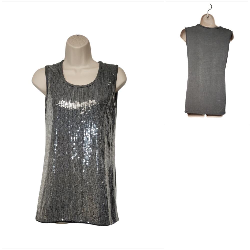 Chico's Women’s Sequins Sleeveless Silver Top Blouse Size 0/US SX-4